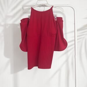 Athleta Red Racerback Tankini + Swim Skirt Set XL EUC